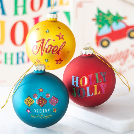 Set of 3 Nostalgic Christmas Glass Baubles N/A