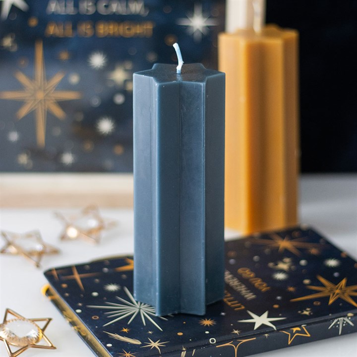 Navy Starry Night Star Shaped Taper Candle N/A