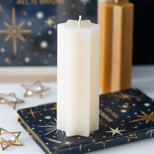Cream Starry Night Star Shaped Taper Candle N/A