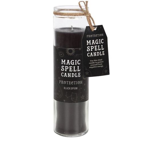 Opium 'Protection' Spell Tube Candle Front Black White