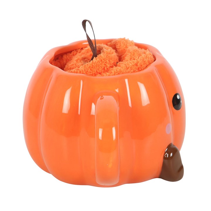 Cute Smiling Pumpkin Mug and Socks Set N/A