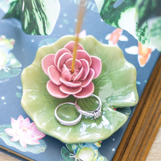 Lily Pad Trinket Dish and Incense Stick Holder N/A