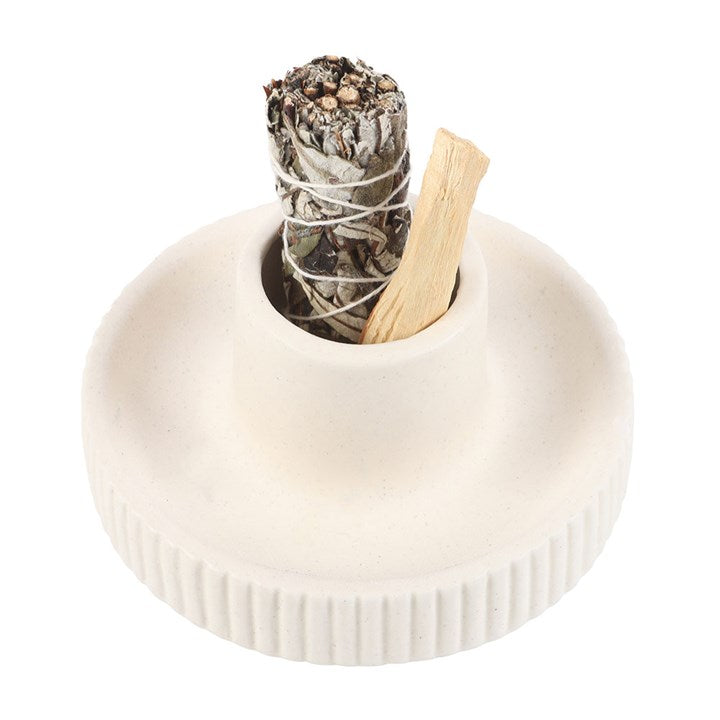 Cream Ribbed Smudge Bowl N/A