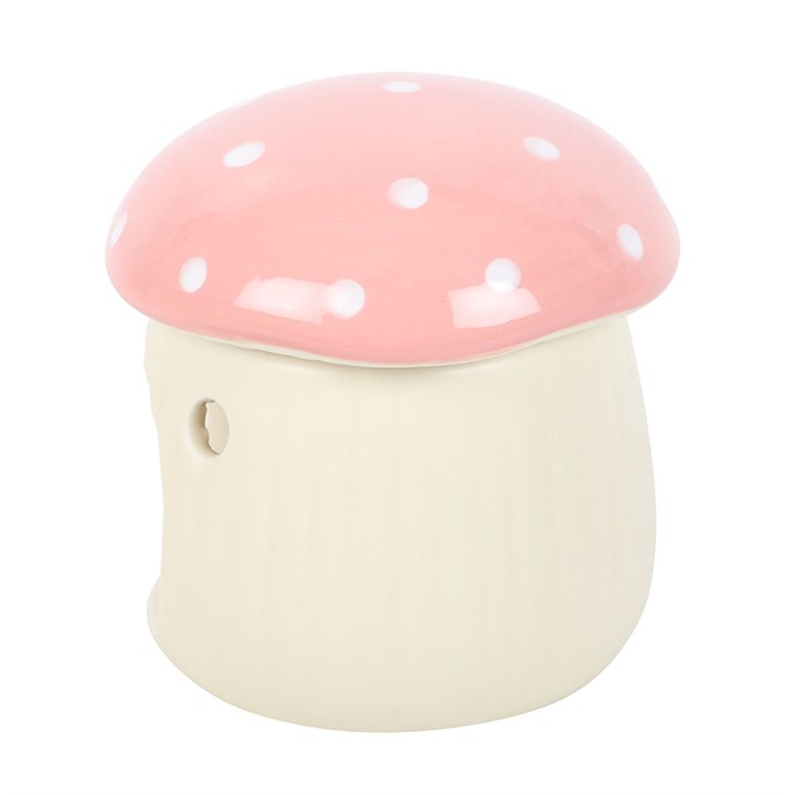 Pink Mushroom Oil Burner Side Pink White