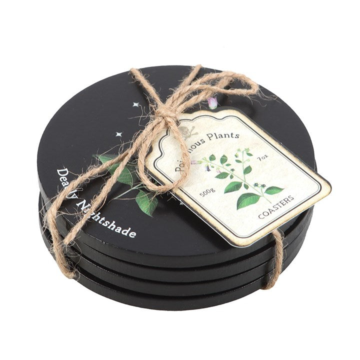 Poisonous Plants Coaster Set Packaged Black White