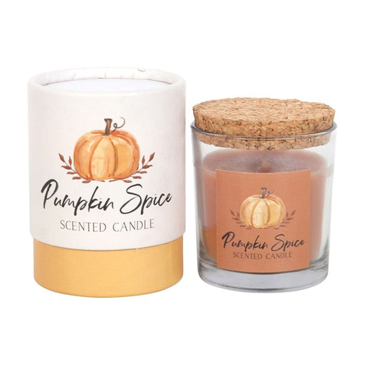 Pumpkin Spice Autumn Candle front orange white