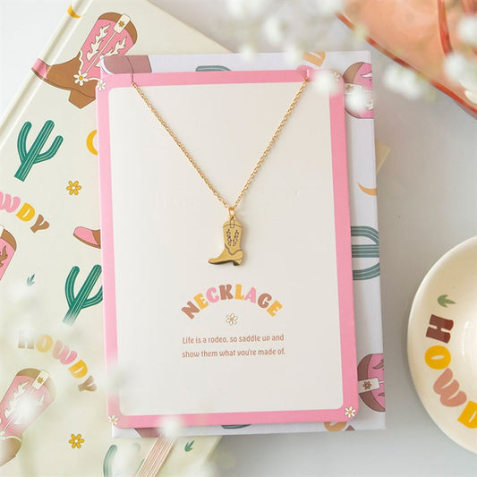 Cowboy Boot Necklace on Greeting Card N/A