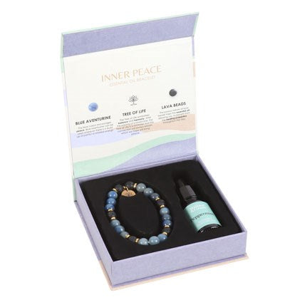 Inner Peace Blue Lace Agate Crystal Essential Oil Bracelet N/A