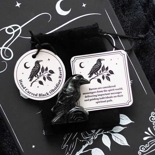 Black Obsidian Raven Ornament in a Bag N/A