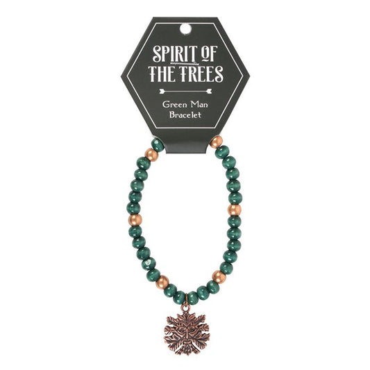 Green Man Wooden Charm Bracelet N/A