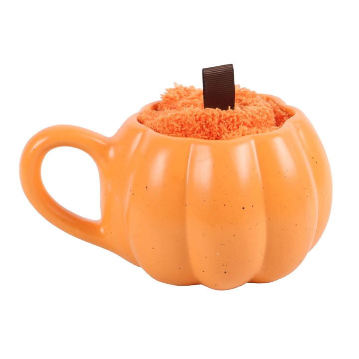 Pumpkin Shaped Mug and Socks Set N/A