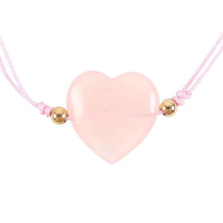 You Are Loved Rose Quartz Crystal Heart Bracelet N/A