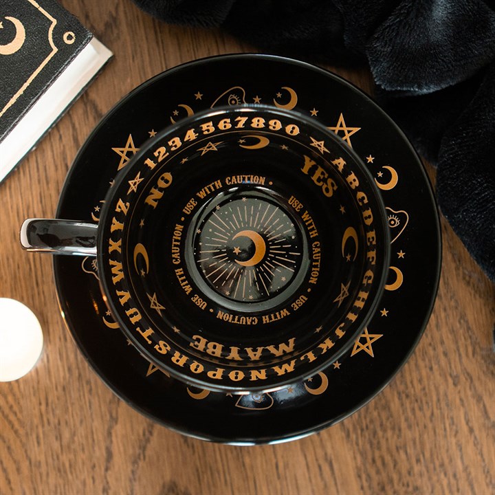 Black Talking Board Teacup and Saucer N/A