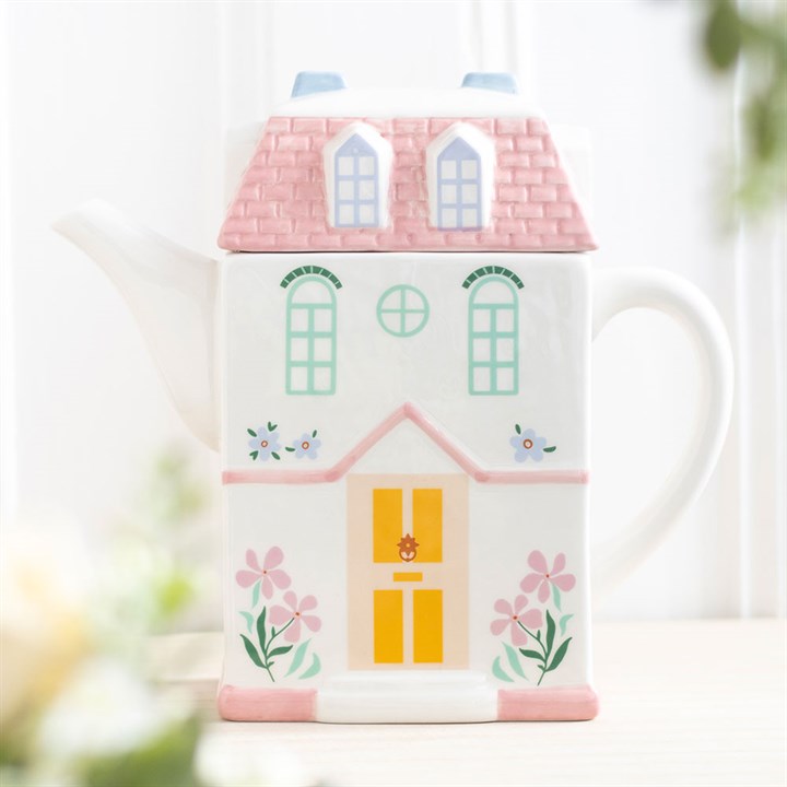 Pastel House Shaped Teapot N/A