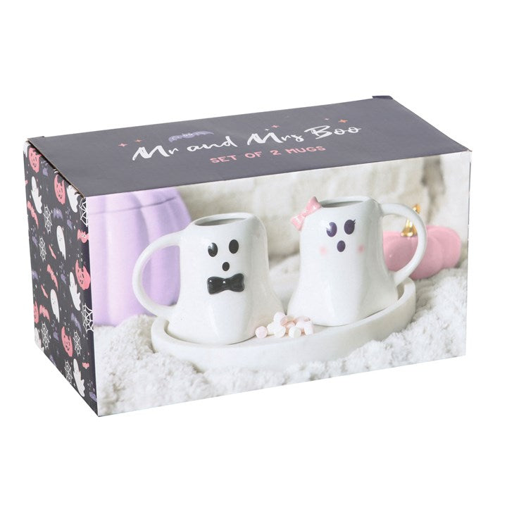 Mr and Mrs Boo Ghost Shaped Mug Set N/A