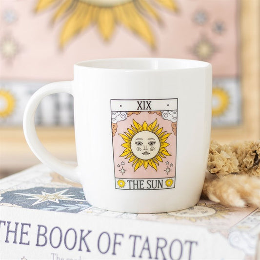 The Sun Vintage Tarot  Mug Front White Pink