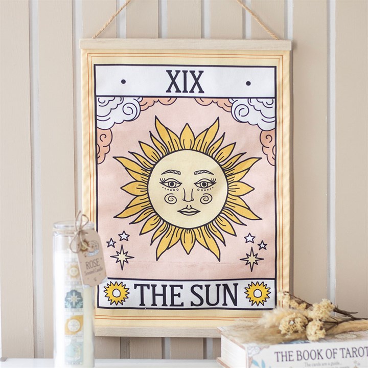 The Sun Vintage Tarot Wall Hanging Front Pink Cream