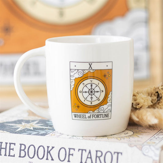 The Wheel of Fortune Vintage Tarot  Mug White Orange