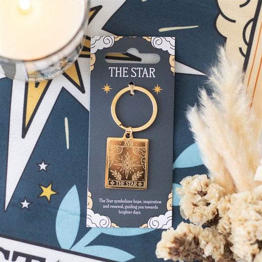 The Star Vintage Tarot Keyring top gold blue