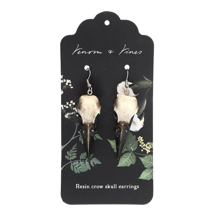 Resin Crow Skull Earrings N/A