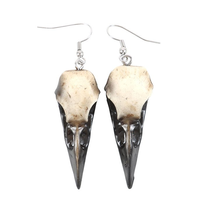 Resin Crow Skull Earrings N/A
