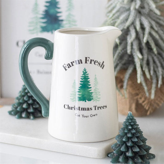 Farm Fresh Christmas Trees Ceramic Flower Jug N/A