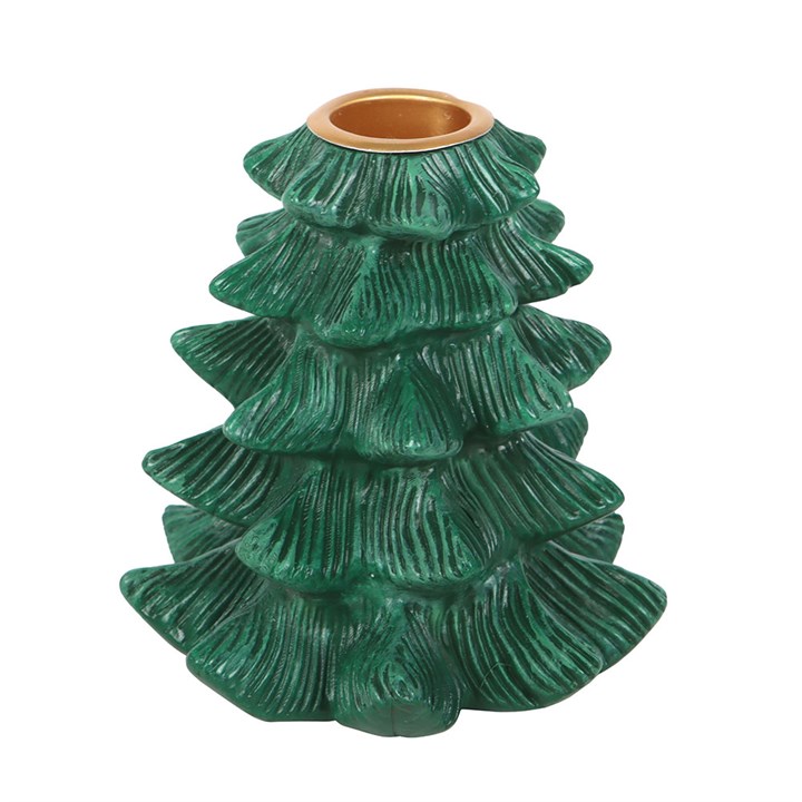 Green Fir Tree Candle Holder with Taper Candle N/A