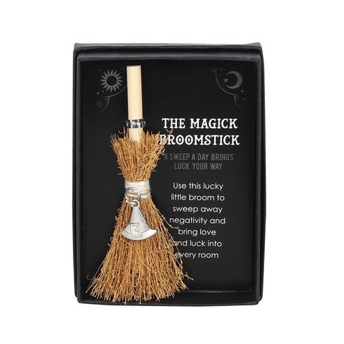 Witch Hat Mini Magick Broomstick Front Black brown