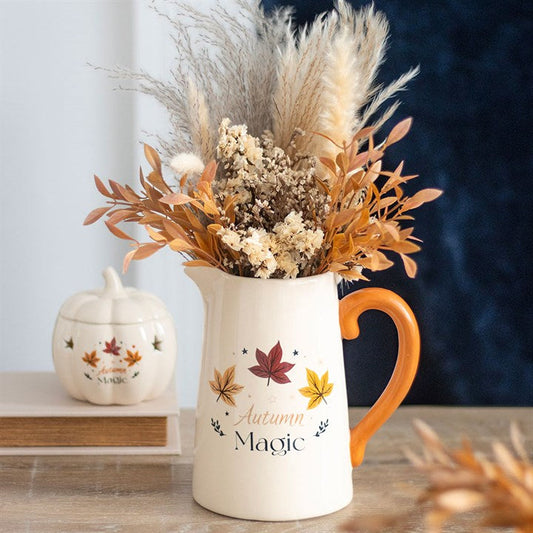 Autumn Magic Ceramic Flower Jug front white yellow