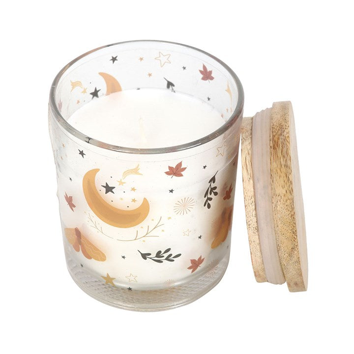 Autumn Magic Spiced Vanilla Candle top off white orange