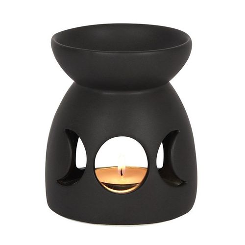 Black Triple Moon Cut Out Oil Burner front black grey