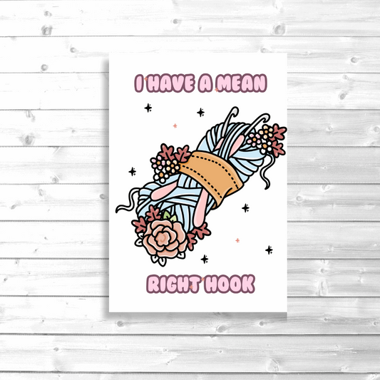 I have a mean right hook crochet print