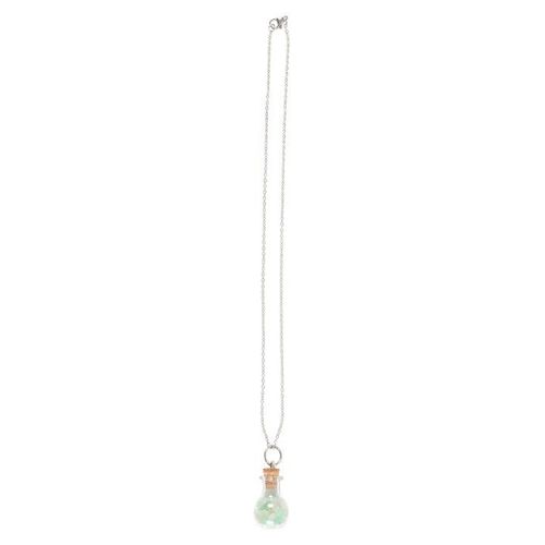 Luck Green Aventurine Crystal Chip Potion Bottle Necklace side blue white