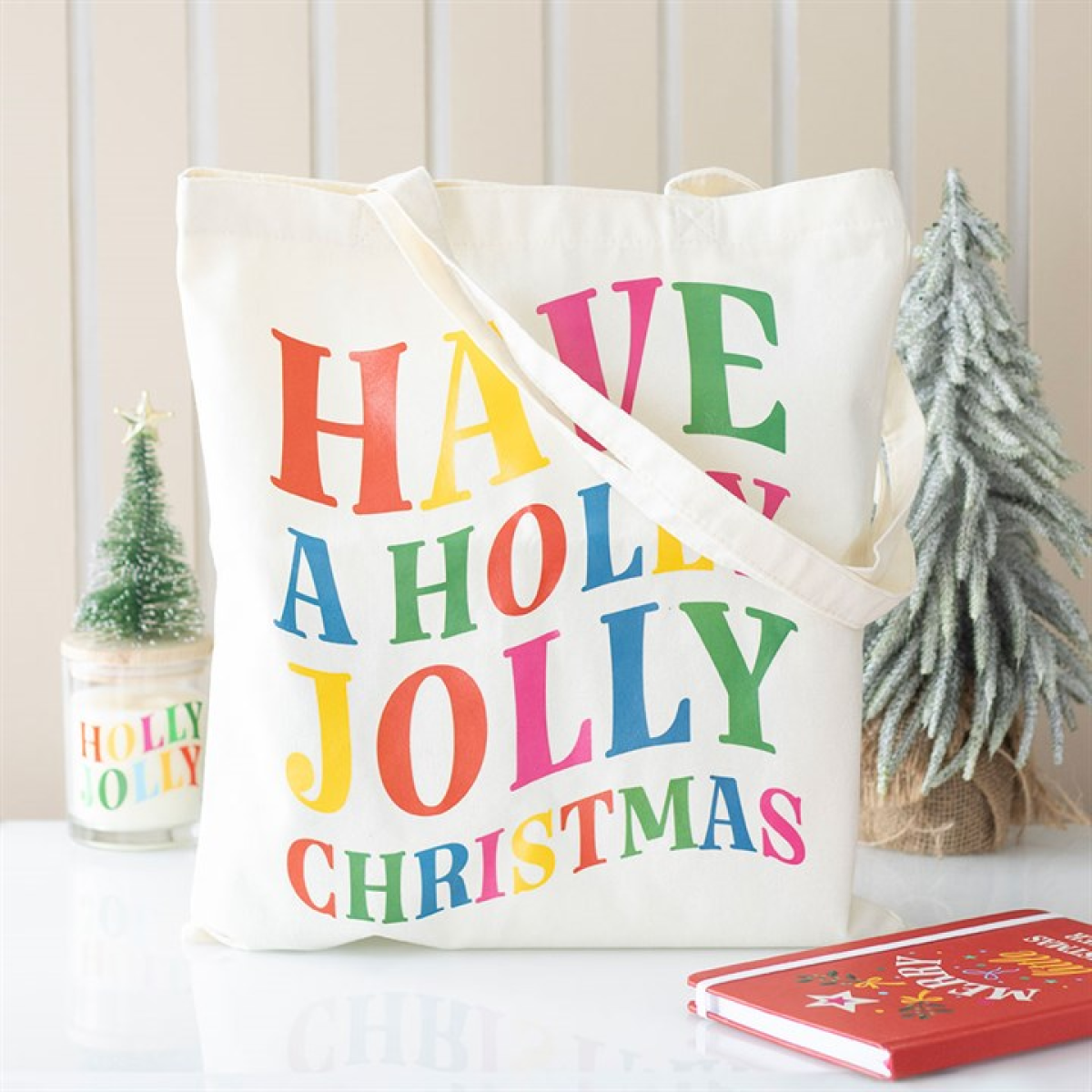 Holly Jolly Christmas Polyester Tote Bag N/A