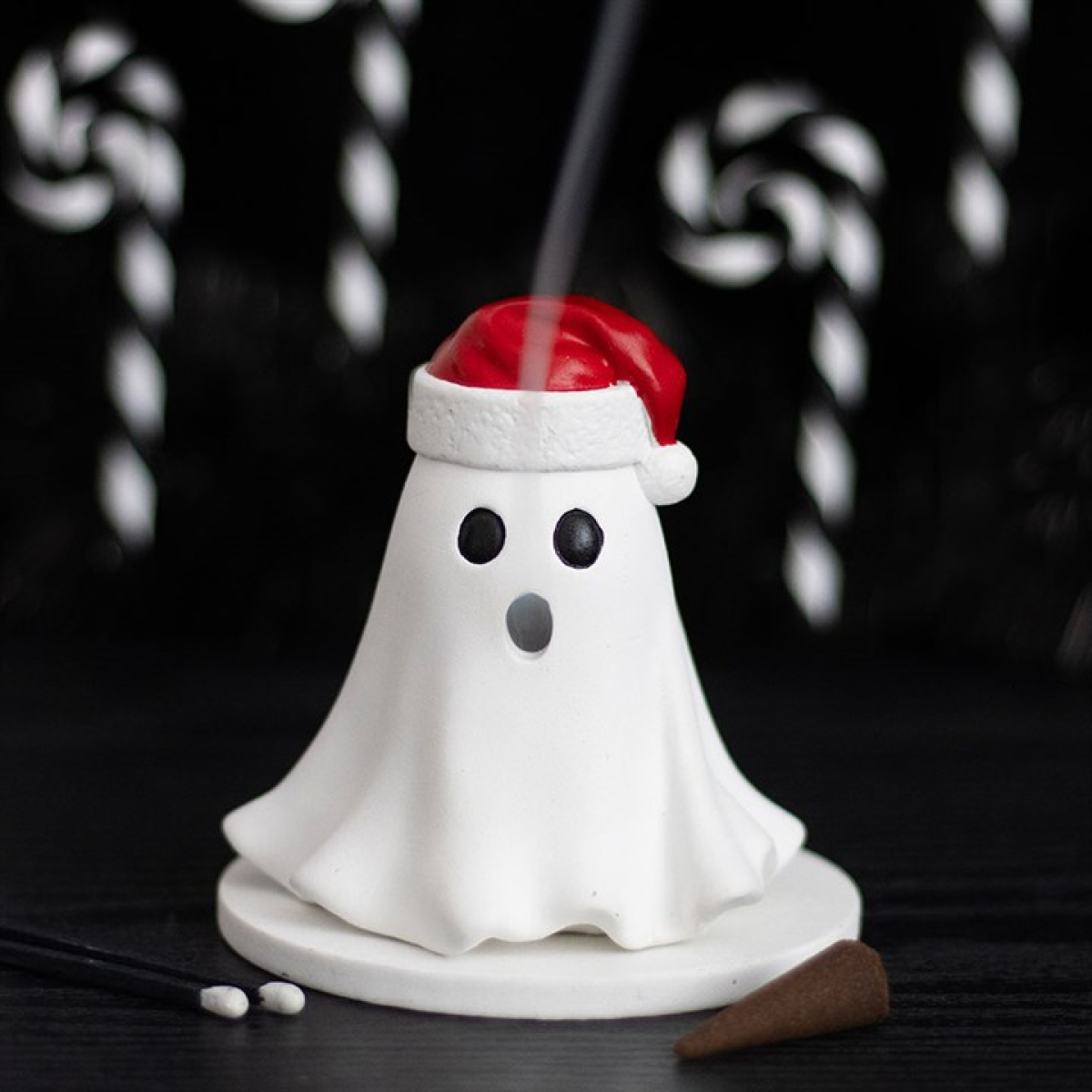 Ghost with Santa Hat Incense Cone Holder N/A