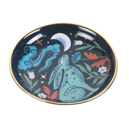Midnight Hare Trinket Dish side blue black