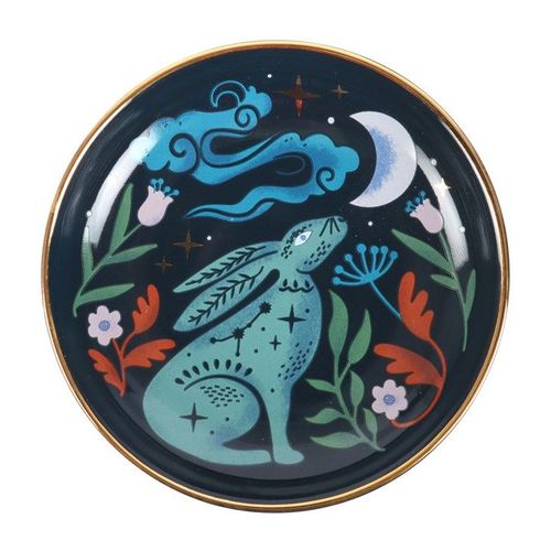 Midnight Hare Trinket Dish top blue black