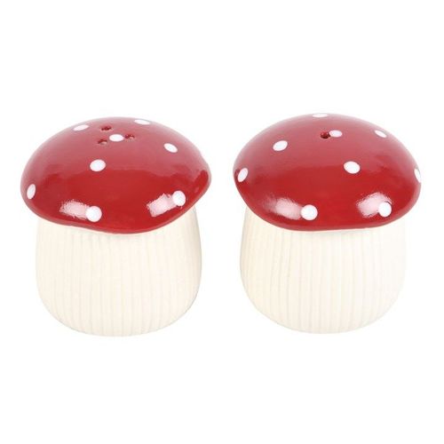 Mushroom Salt and Pepper Shakers back red white