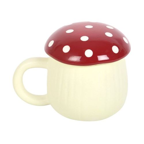 Mushroom Shaped Mug front white red