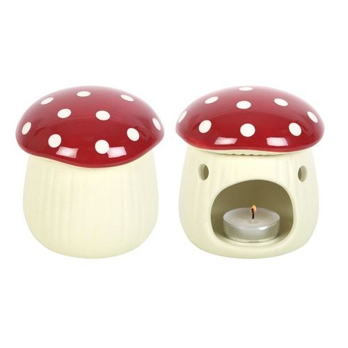 Mushroom Shaped Oil Burner front & back red white