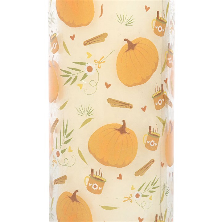 Pumpkin Print Tube Candle close up white orange