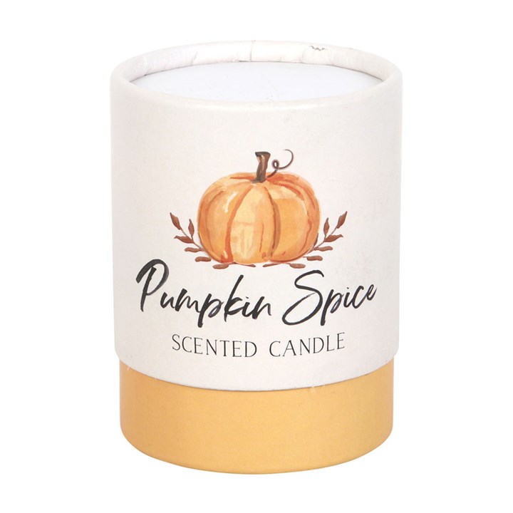 Pumpkin Spice Autumn Candle front white orange