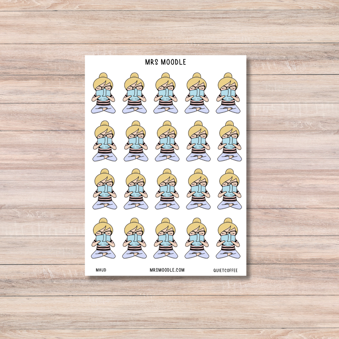 maud quiet coffee character journal sticker