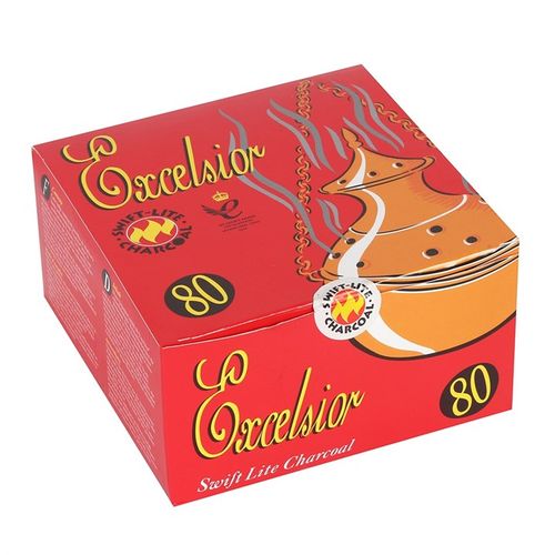 Set of 80 Charcoal Discs front red gold 