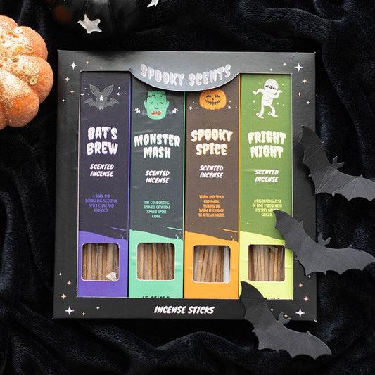 Spooky Scented Halloween Incense Stick Gift Set top black white