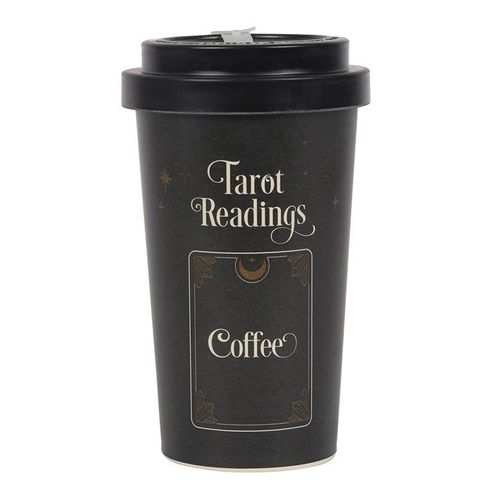 Tarot Readings Bamboo Eco Travel Mug front black white