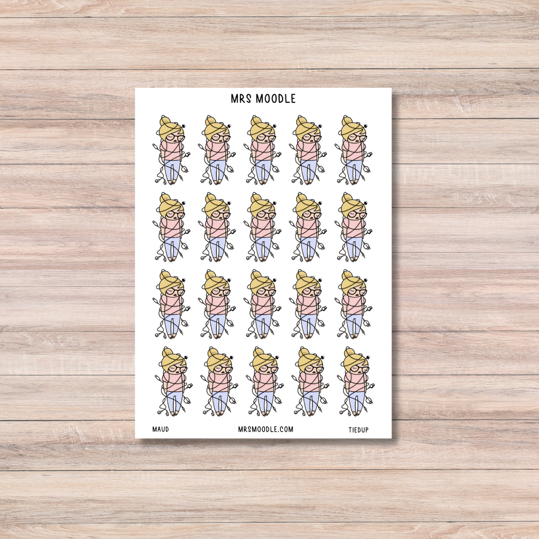 maud tied up character journal sticker