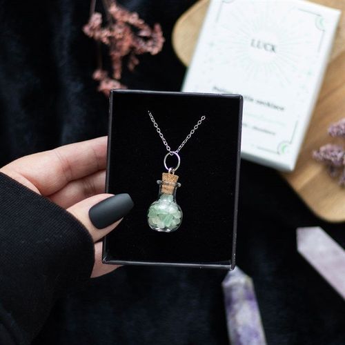 Luck Green Aventurine Crystal Chip Potion Bottle Necklace N/A