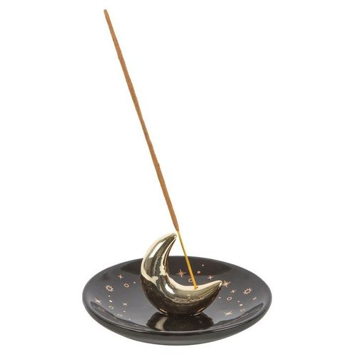 Gold Crescent Moon Incense Stick Holder N/A