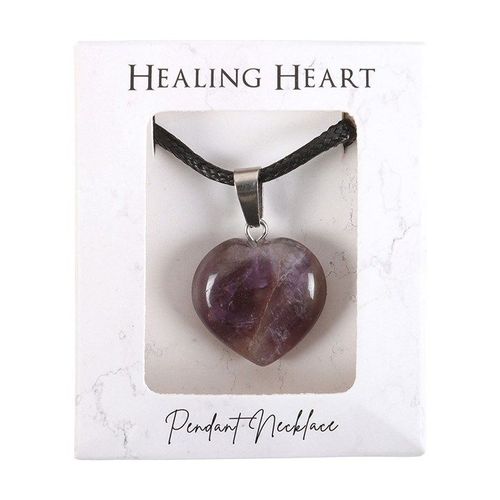 Amethyst Healing Crystal Heart Necklace N/A